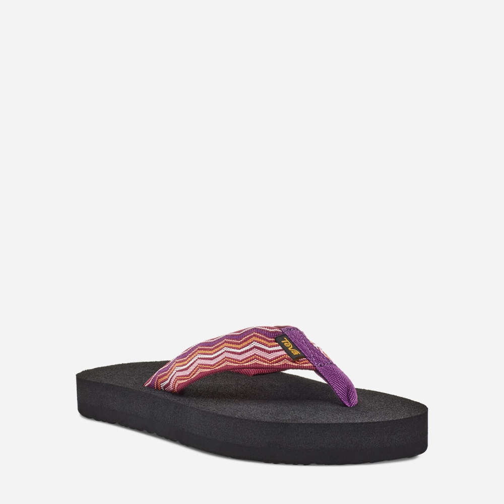 Teva Original Mush - Women's Teva Flip Flops - Black / Multicolor | India (XEKJ57306)